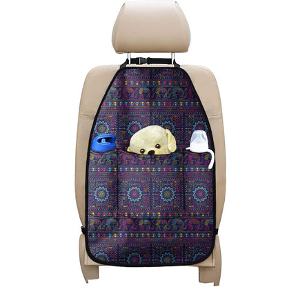 Colorful Indian Elephant Pattern Print Car Seat Organizers