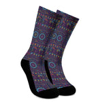 Colorful Indian Elephant Pattern Print Crew Socks