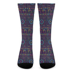Colorful Indian Elephant Pattern Print Crew Socks