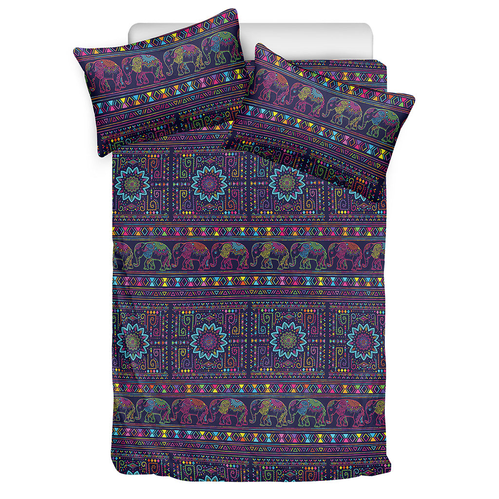 Colorful Indian Elephant Pattern Print Duvet Cover Bedding Set