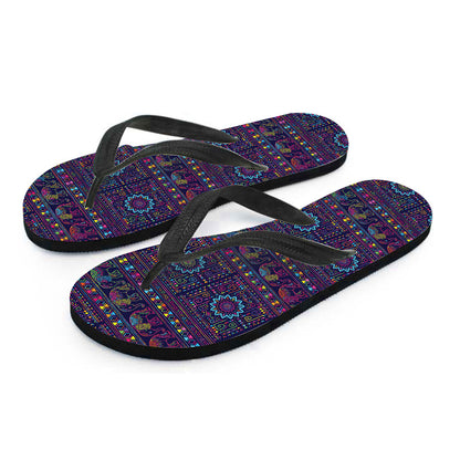 Colorful Indian Elephant Pattern Print Flip Flops