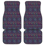 Colorful Indian Elephant Pattern Print Front and Back Car Floor Mats