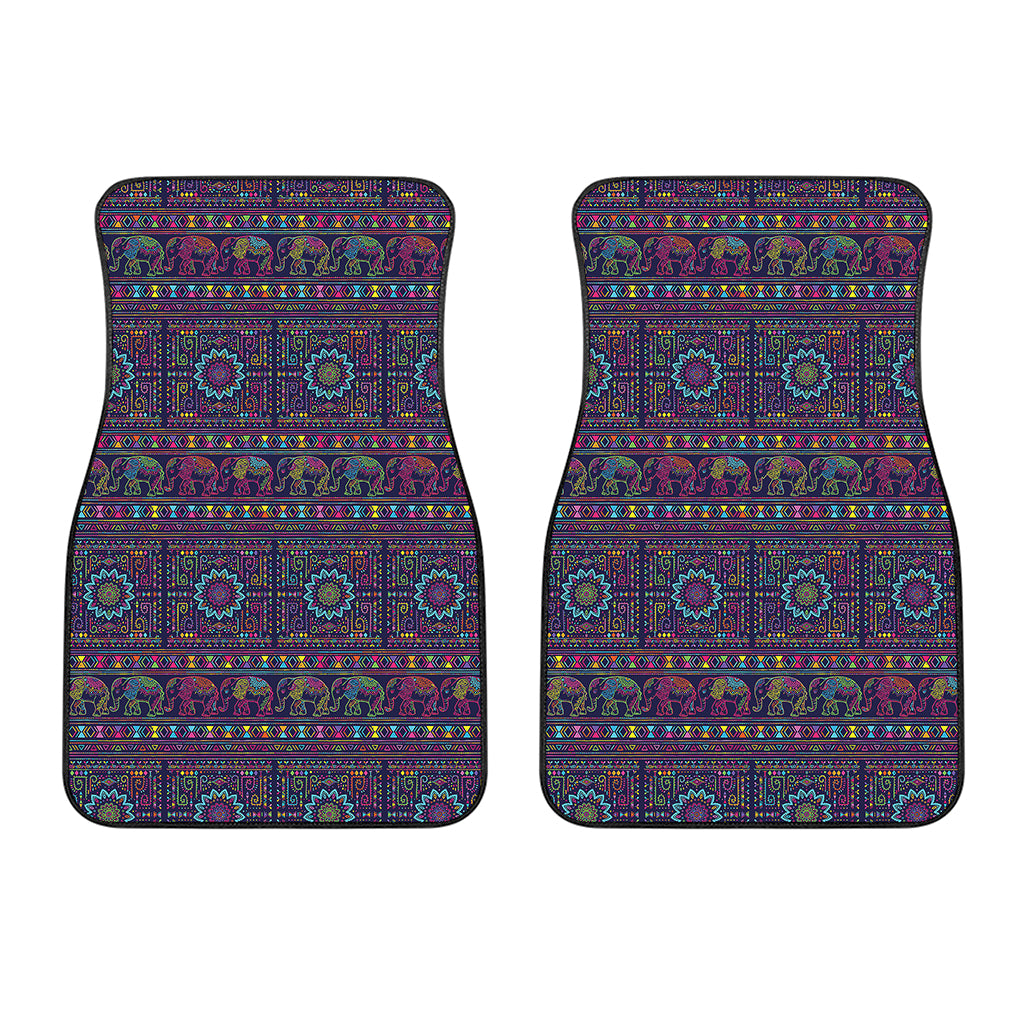 Colorful Indian Elephant Pattern Print Front Car Floor Mats