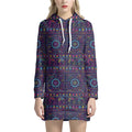 Colorful Indian Elephant Pattern Print Pullover Hoodie Dress