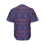 Colorful Indian Elephant Pattern Print Men's Baseball Jersey