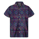 Colorful Indian Elephant Pattern Print Men's Short Sleeve Shirt
