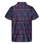 Colorful Indian Elephant Pattern Print Men's Short Sleeve Shirt