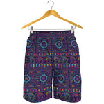 Colorful Indian Elephant Pattern Print Men's Shorts