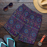 Colorful Indian Elephant Pattern Print Men's Shorts