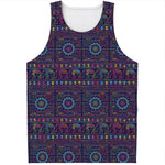 Colorful Indian Elephant Pattern Print Men's Tank Top