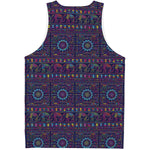 Colorful Indian Elephant Pattern Print Men's Tank Top