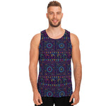 Colorful Indian Elephant Pattern Print Men's Tank Top
