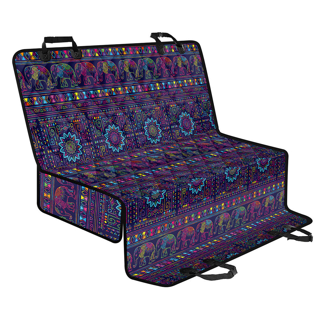Colorful Indian Elephant Pattern Print Pet Car Back Seat Cover