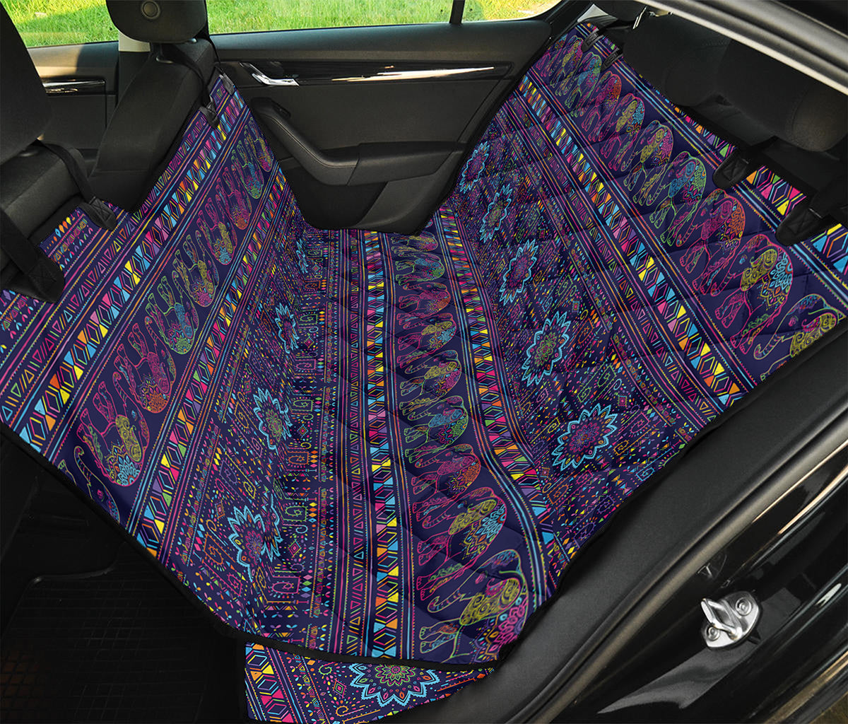 Colorful Indian Elephant Pattern Print Pet Car Back Seat Cover
