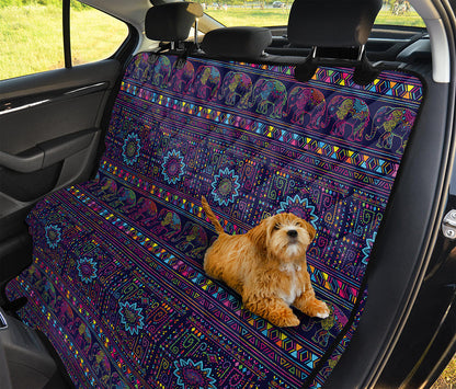 Colorful Indian Elephant Pattern Print Pet Car Back Seat Cover