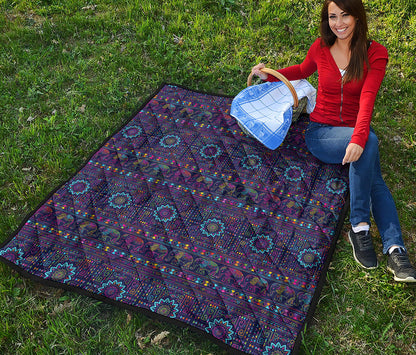 Colorful Indian Elephant Pattern Print Quilt