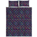 Colorful Indian Elephant Pattern Print Quilt Bed Set