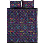 Colorful Indian Elephant Pattern Print Quilt Bed Set