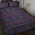 Colorful Indian Elephant Pattern Print Quilt Bed Set