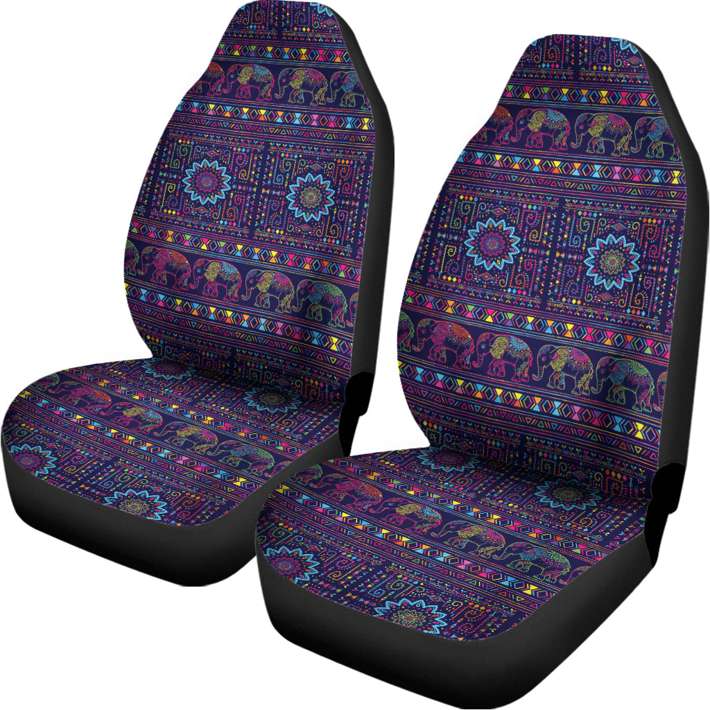 Colorful Indian Elephant Pattern Print Universal Fit Car Seat Covers