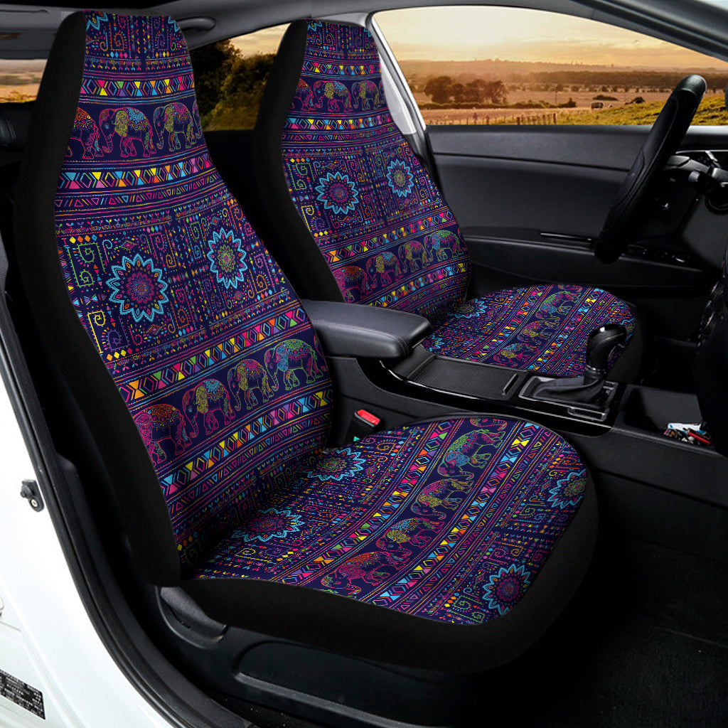 Colorful Indian Elephant Pattern Print Universal Fit Car Seat Covers