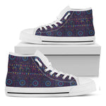 Colorful Indian Elephant Pattern Print White High Top Shoes