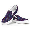 Colorful Indian Elephant Pattern Print White Slip On Sneakers