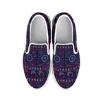 Colorful Indian Elephant Pattern Print White Slip On Shoes