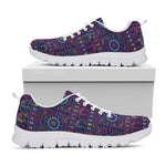 Colorful Indian Elephant Pattern Print White Sneakers