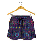 Colorful Indian Elephant Pattern Print Women's Shorts