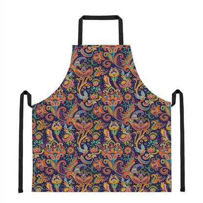 Colorful Indian Paisley Pattern Print Apron