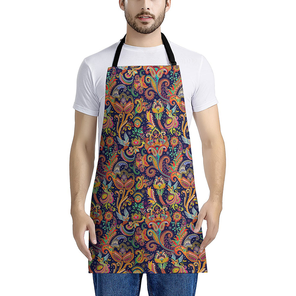 Colorful Indian Paisley Pattern Print Apron