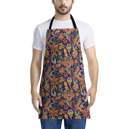 Colorful Indian Paisley Pattern Print Apron