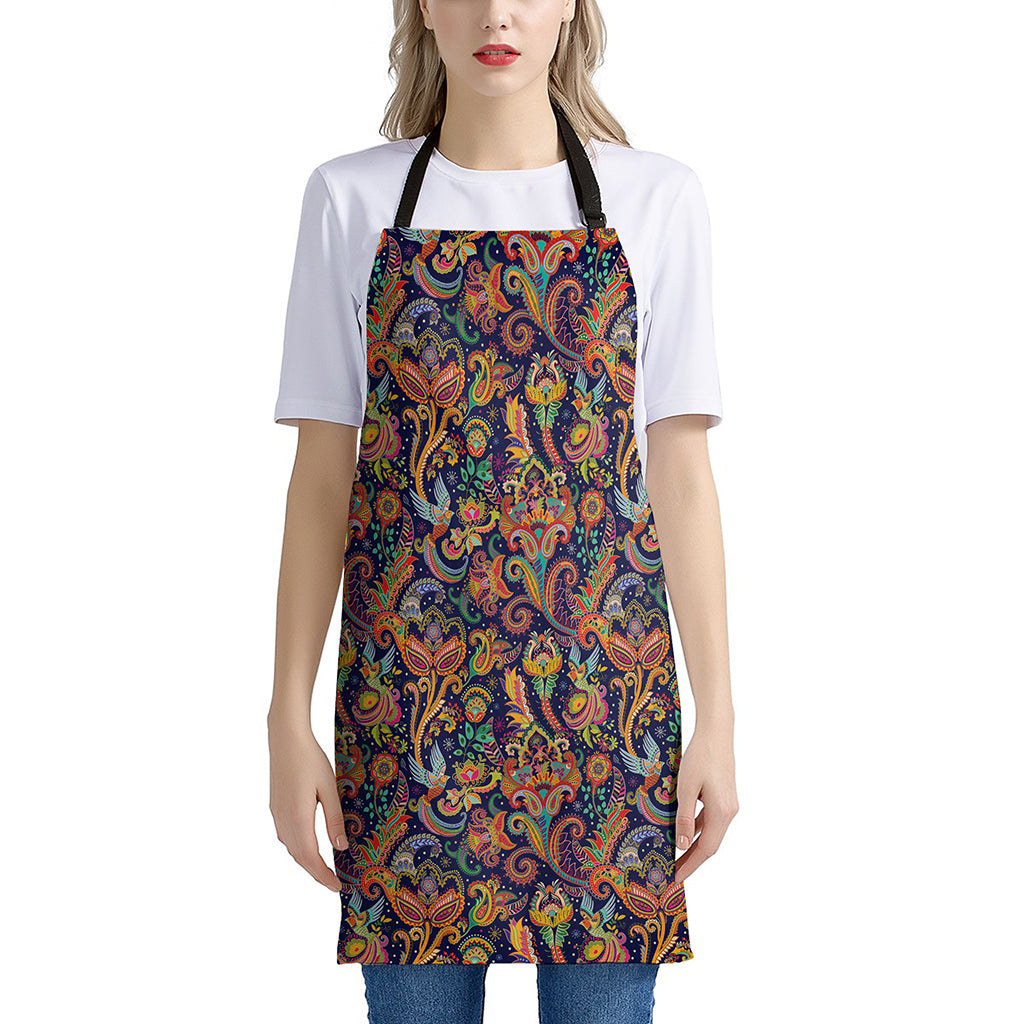 Colorful Indian Paisley Pattern Print Apron
