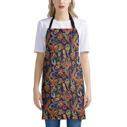 Colorful Indian Paisley Pattern Print Apron