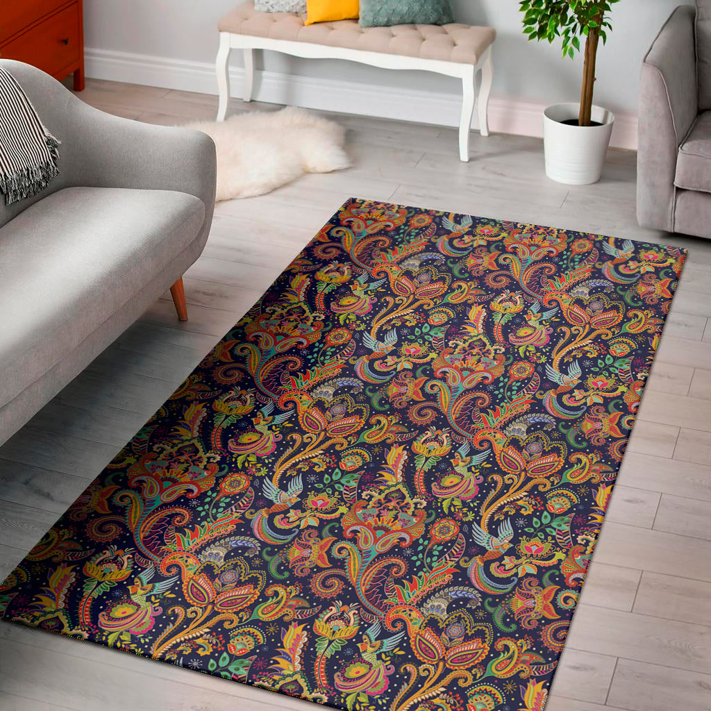 Colorful Indian Paisley Pattern Print Area Rug