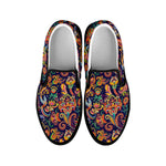Colorful Indian Paisley Pattern Print Black Slip On Shoes