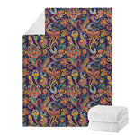Colorful Indian Paisley Pattern Print Blanket