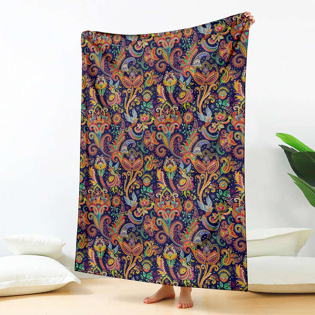 Colorful Indian Paisley Pattern Print Blanket