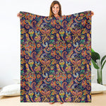Colorful Indian Paisley Pattern Print Blanket