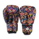 Colorful Indian Paisley Pattern Print Boxing Gloves