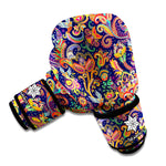 Colorful Indian Paisley Pattern Print Boxing Gloves