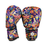 Colorful Indian Paisley Pattern Print Boxing Gloves
