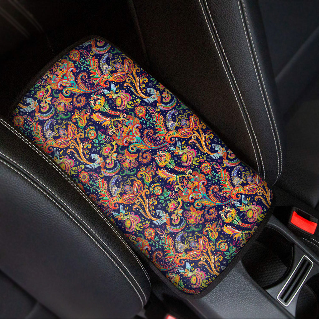 Colorful Indian Paisley Pattern Print Car Center Console Cover