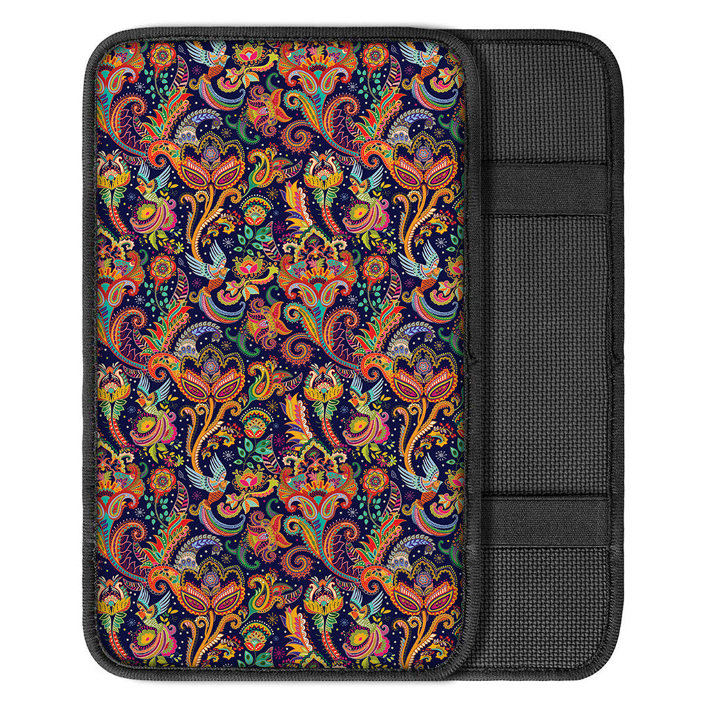Colorful Indian Paisley Pattern Print Car Center Console Cover