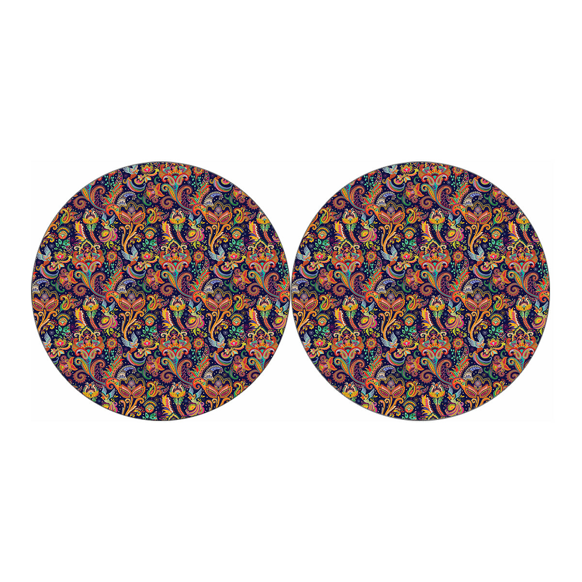Colorful Indian Paisley Pattern Print Car Coasters