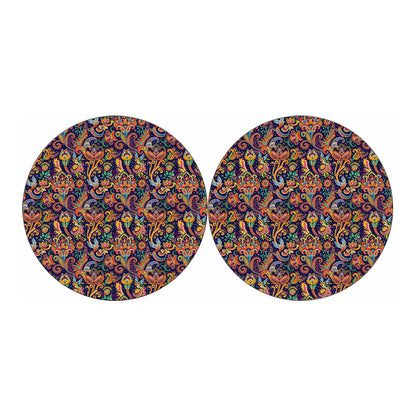 Colorful Indian Paisley Pattern Print Car Coasters