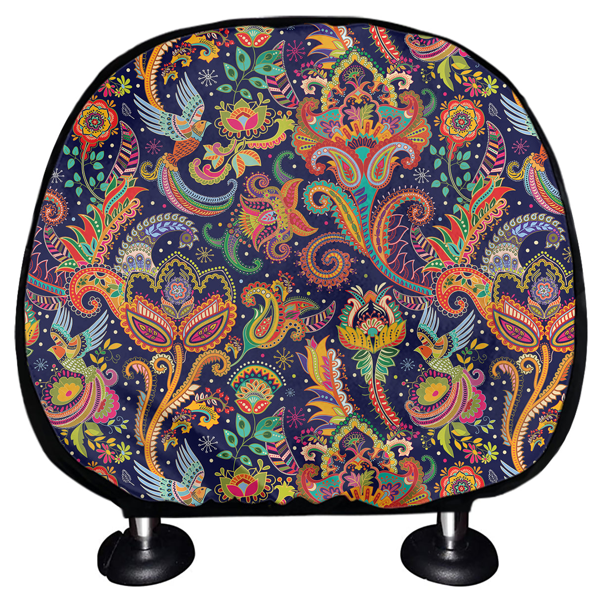 Colorful Indian Paisley Pattern Print Car Headrest Covers