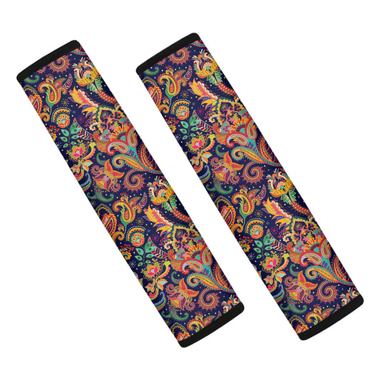 Colorful Indian Paisley Pattern Print Car Seat Belt Covers