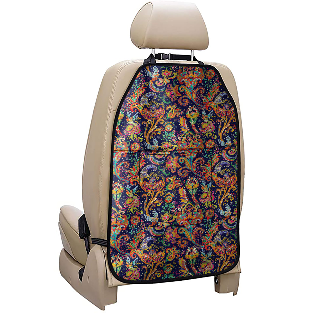 Colorful Indian Paisley Pattern Print Car Seat Organizers